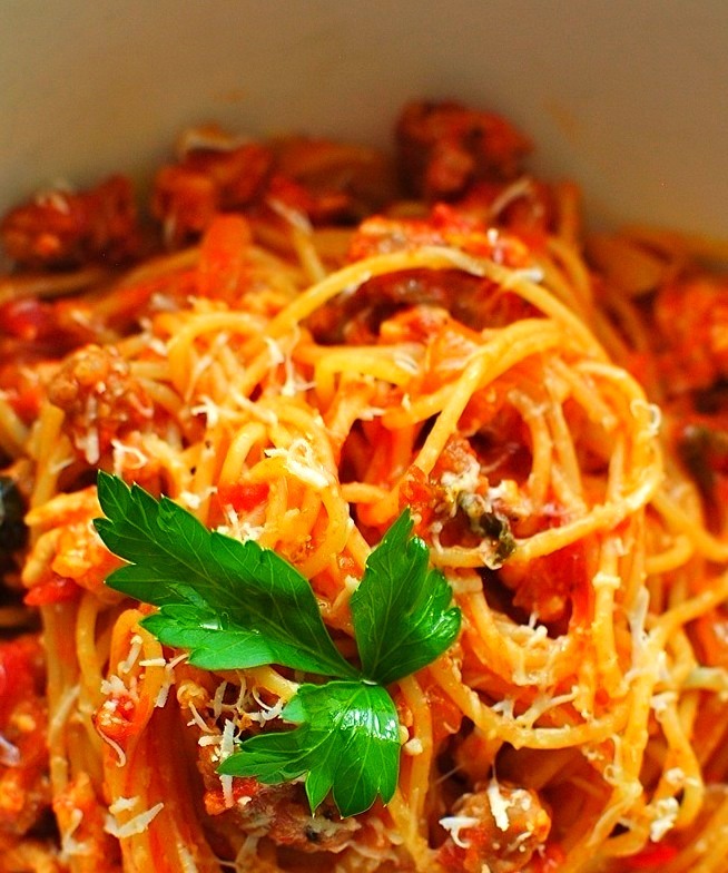 Recipe: Angel Hair With A Tomato Meat Sauce