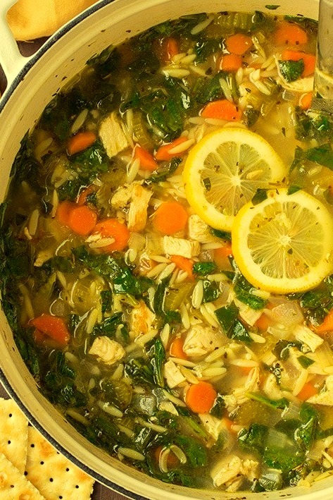  Lemon Chicken and Spinach Orzo Soup